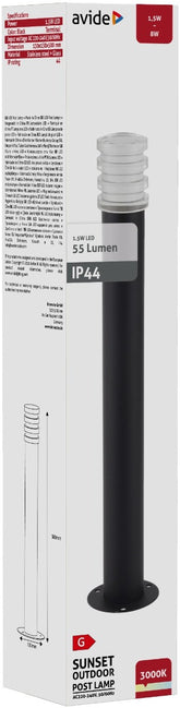 Avide Εξωτερικό Φωτιστικό Κήπου Κολώνα Sunset LED 1.5W WW 500mm IP44 Μαύρο